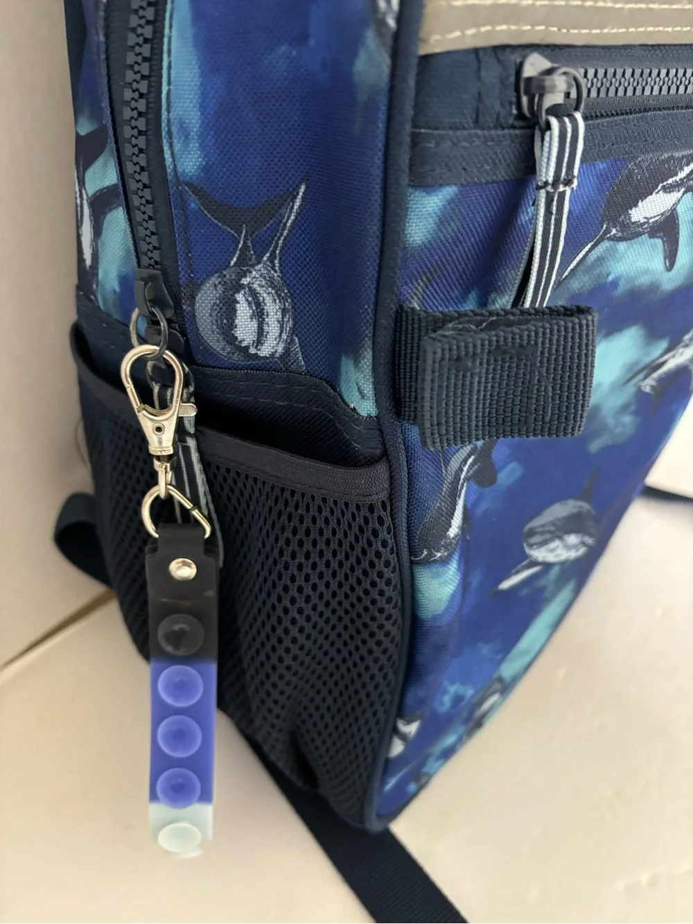 wonder nation Blue Shark Print Kids Backpack with Matching Pouch